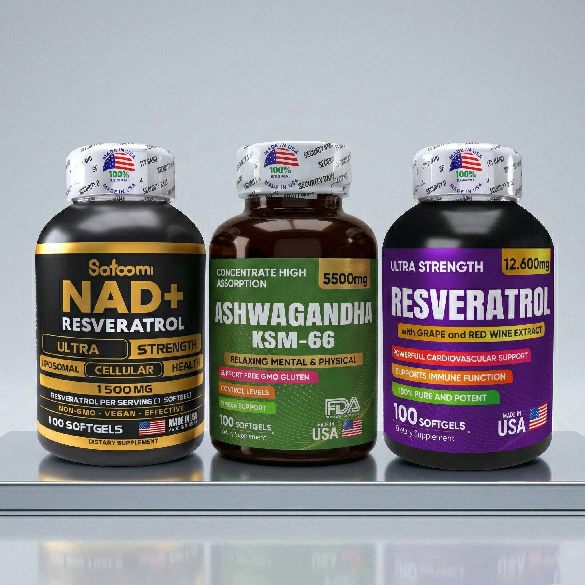Super Combo: Nad + Ashwagandha + Resveratrol